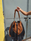 Medium fringe bucket bag