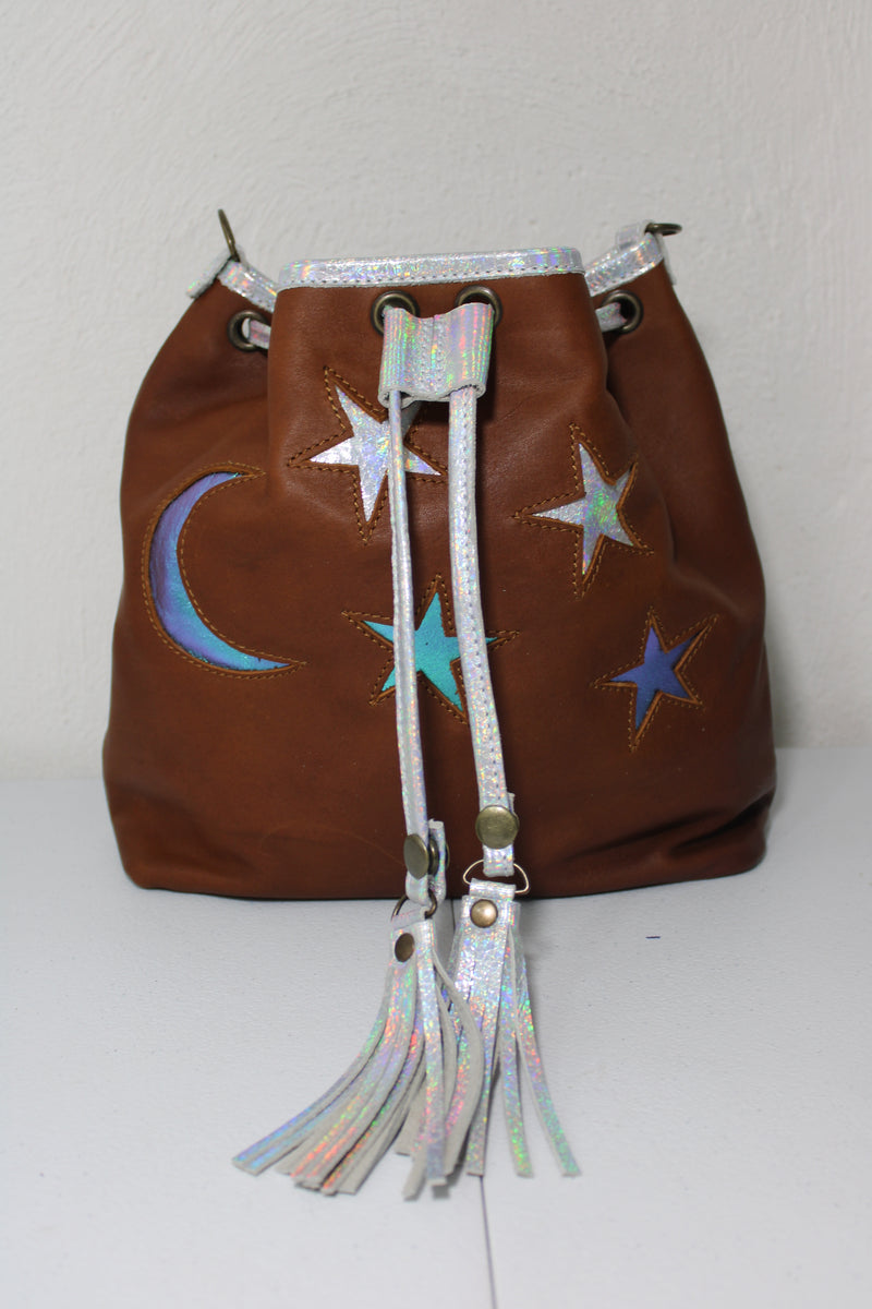 OOAK MOONS AND STARS BUCKET BAG