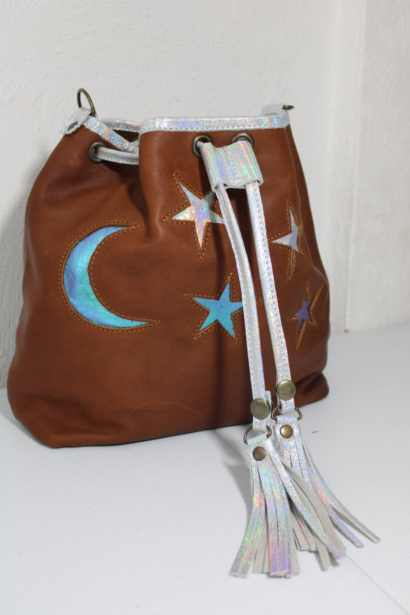 OOAK MOONS AND STARS BUCKET BAG