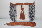 UPCYCLED DENIM FRINGE BUCKET BAG