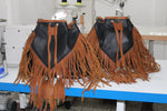 BROWN AND BLACK FRINGE BUCKET BAG