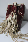 BONE AND WINE LEATHER FRINGE BUCKET BAG