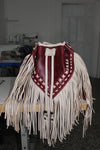 BONE AND WINE LEATHER FRINGE BUCKET BAG